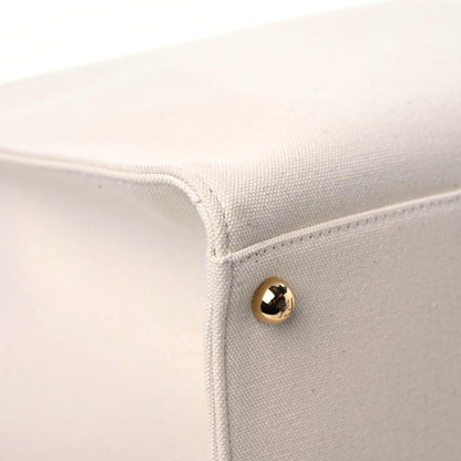Fendi Cotton Canvas Calfskin Large Fendi Sunshine Shopper Tote White 7 of 11