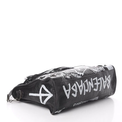 Balenciaga Agneau Arena Graffiti All Over Classic Hardware City Black White 3 of 7
