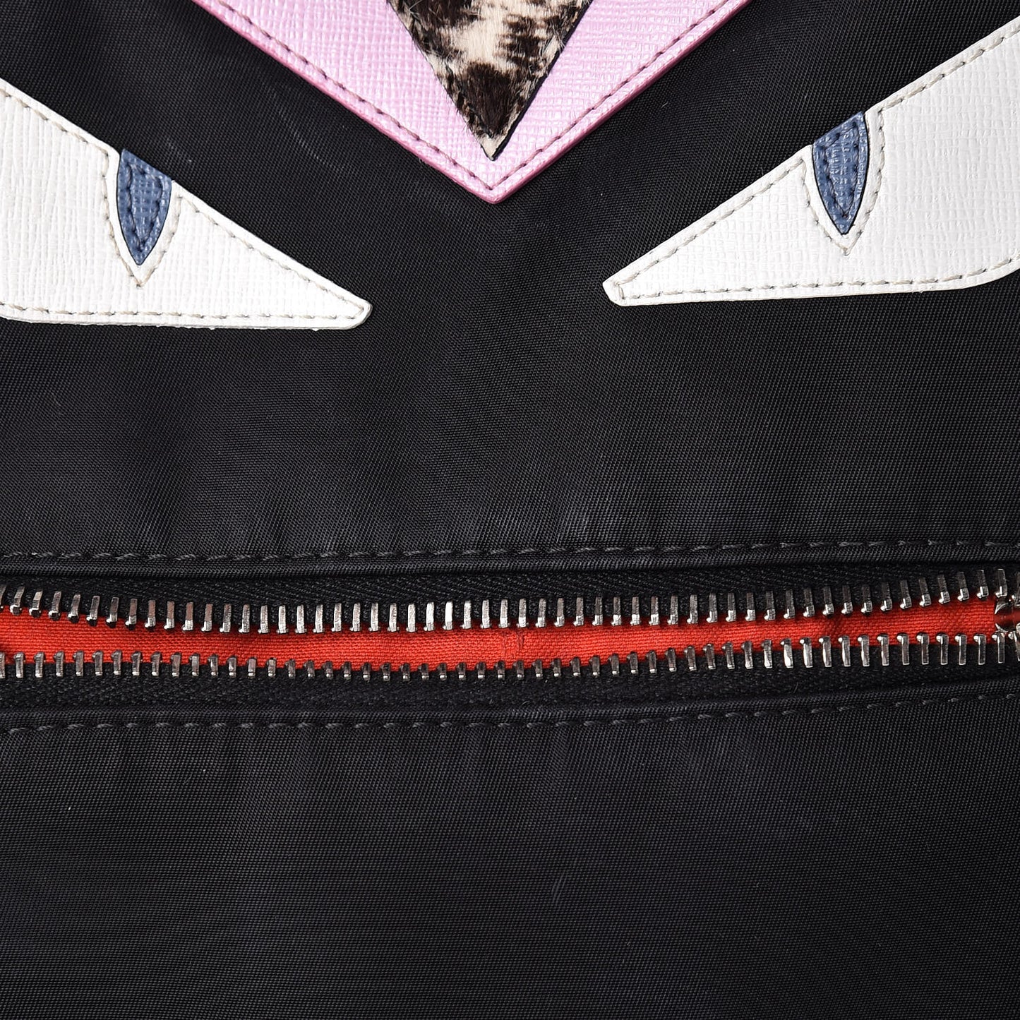 Nylon Vitello Fox Goat Fur Monster Eyes Mini Backpack Black Multicolor Sky