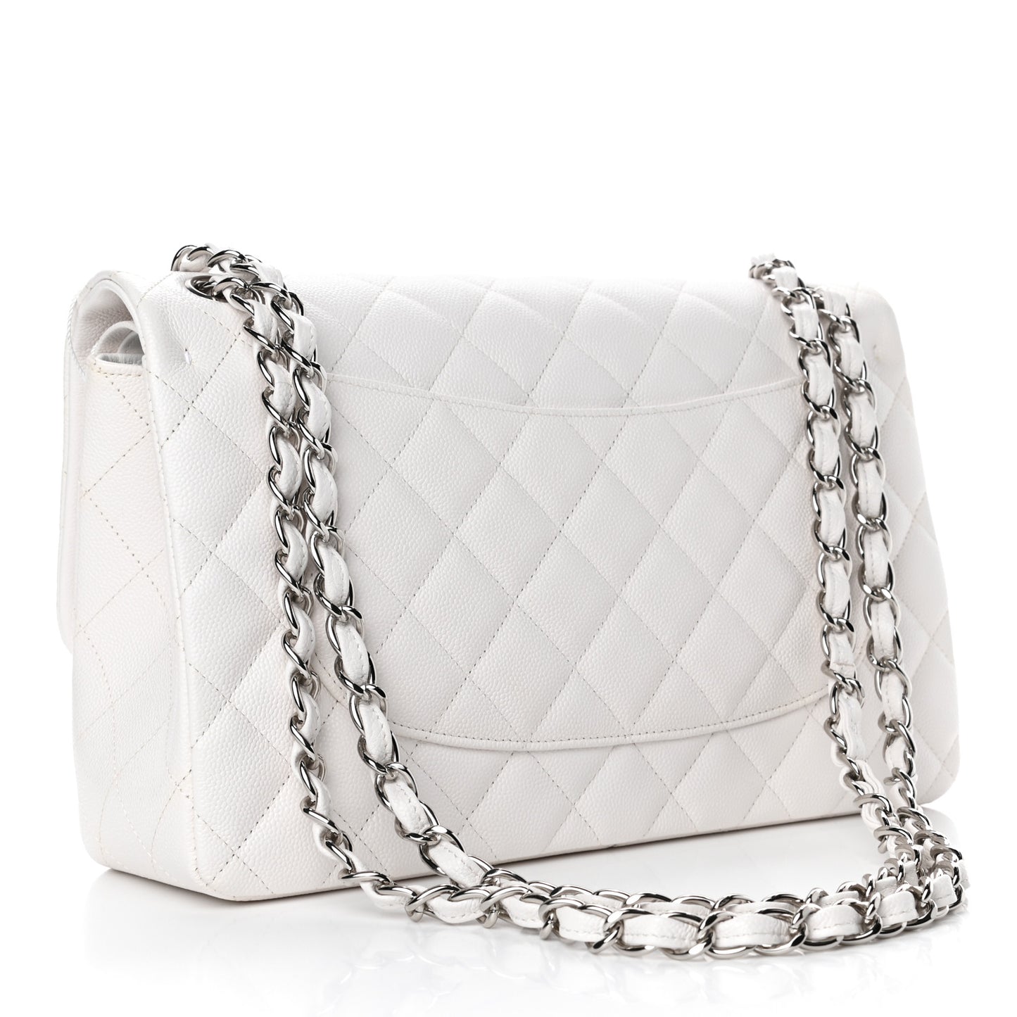Caviar Quilted Jumbo Double Flap White