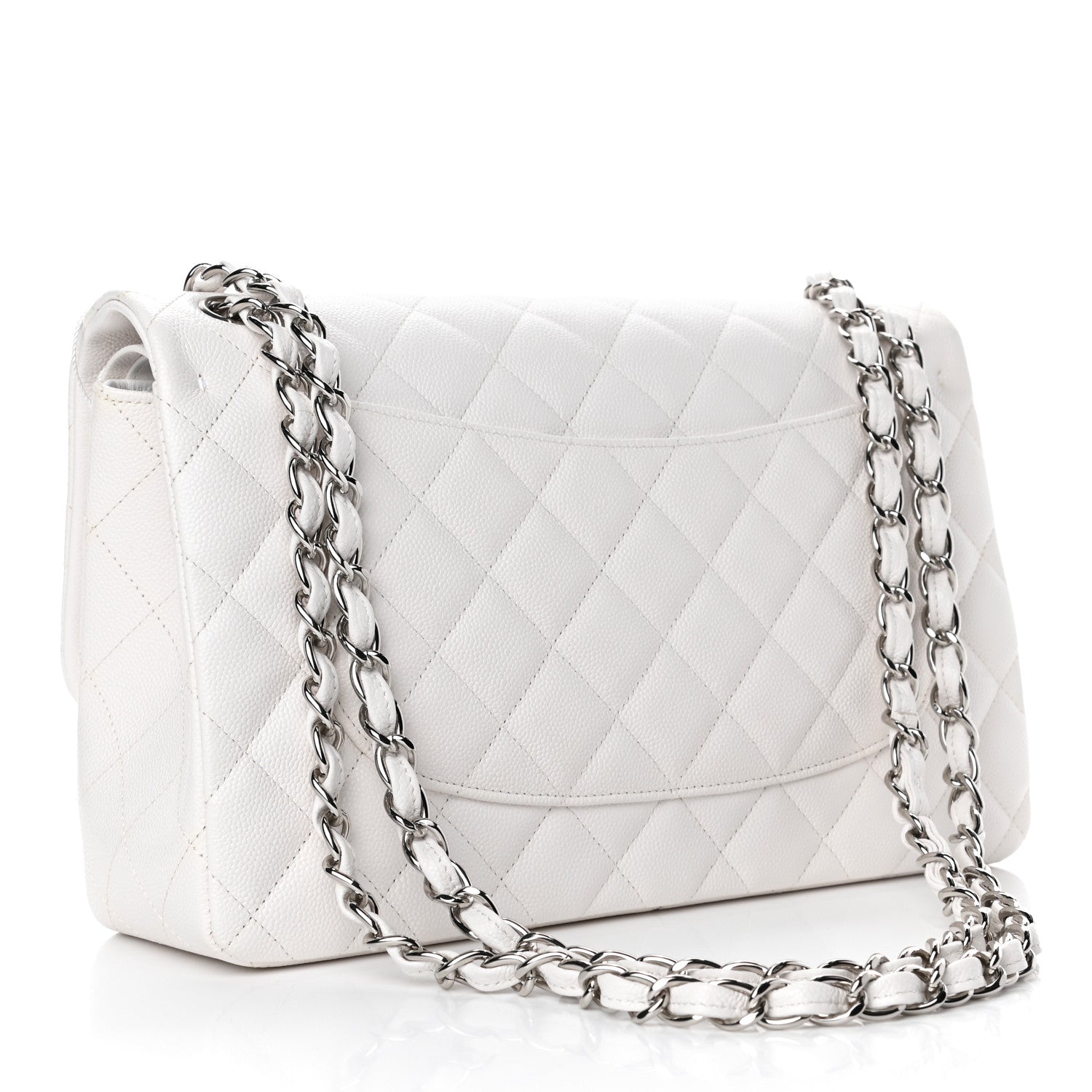 Chanel Caviar Quilted Jumbo Double Flap White 2 of 6