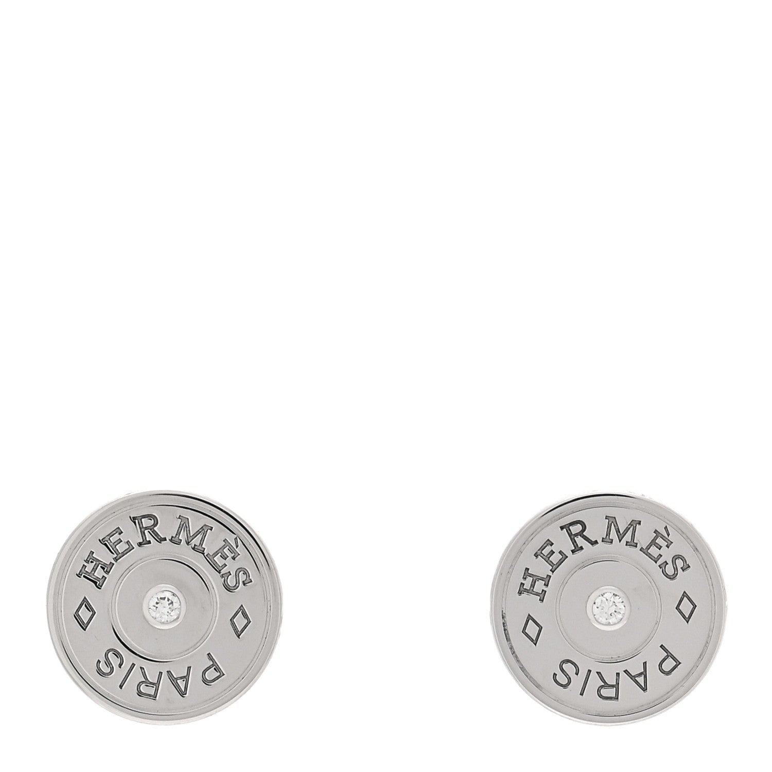 Hermes 18K White Gold Diamond Small Gambade Earrings 1 of 5
