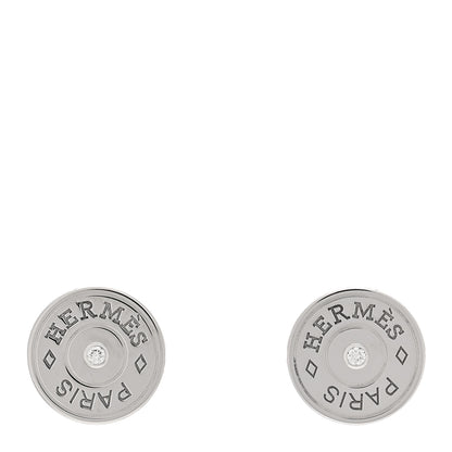 Hermes 18K White Gold Diamond Small Gambade Earrings 1 of 5