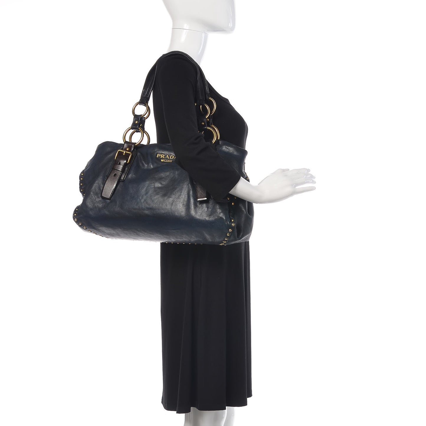 Nappa Studded Aviator Shopping Tote Blue