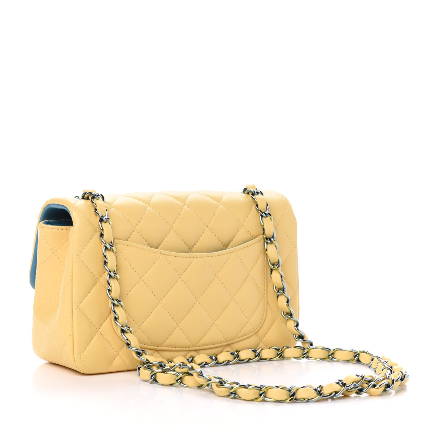 Chanel Lambskin Quilted Mini Rectangular Flap Yellow Blue 3 of 10