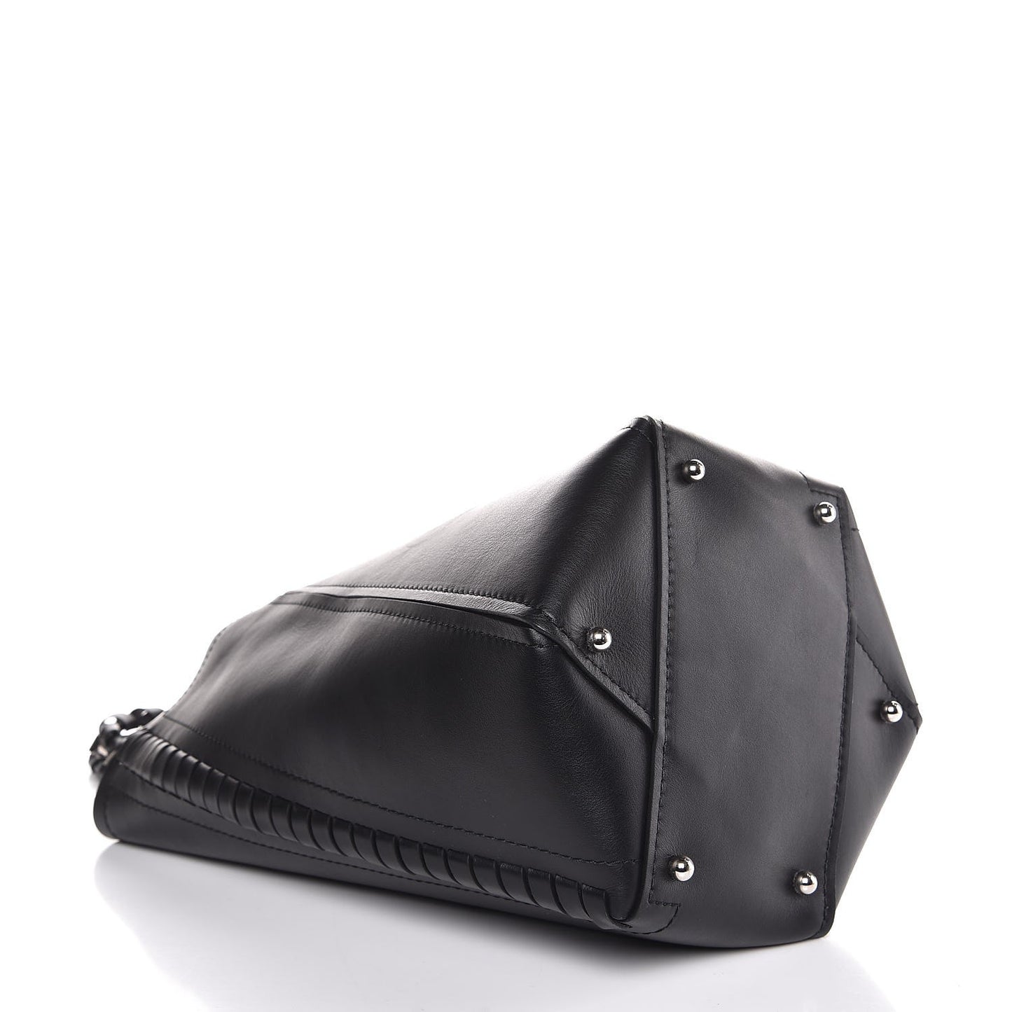 Smooth Calfskin Medium Hex Bucket Bag Black