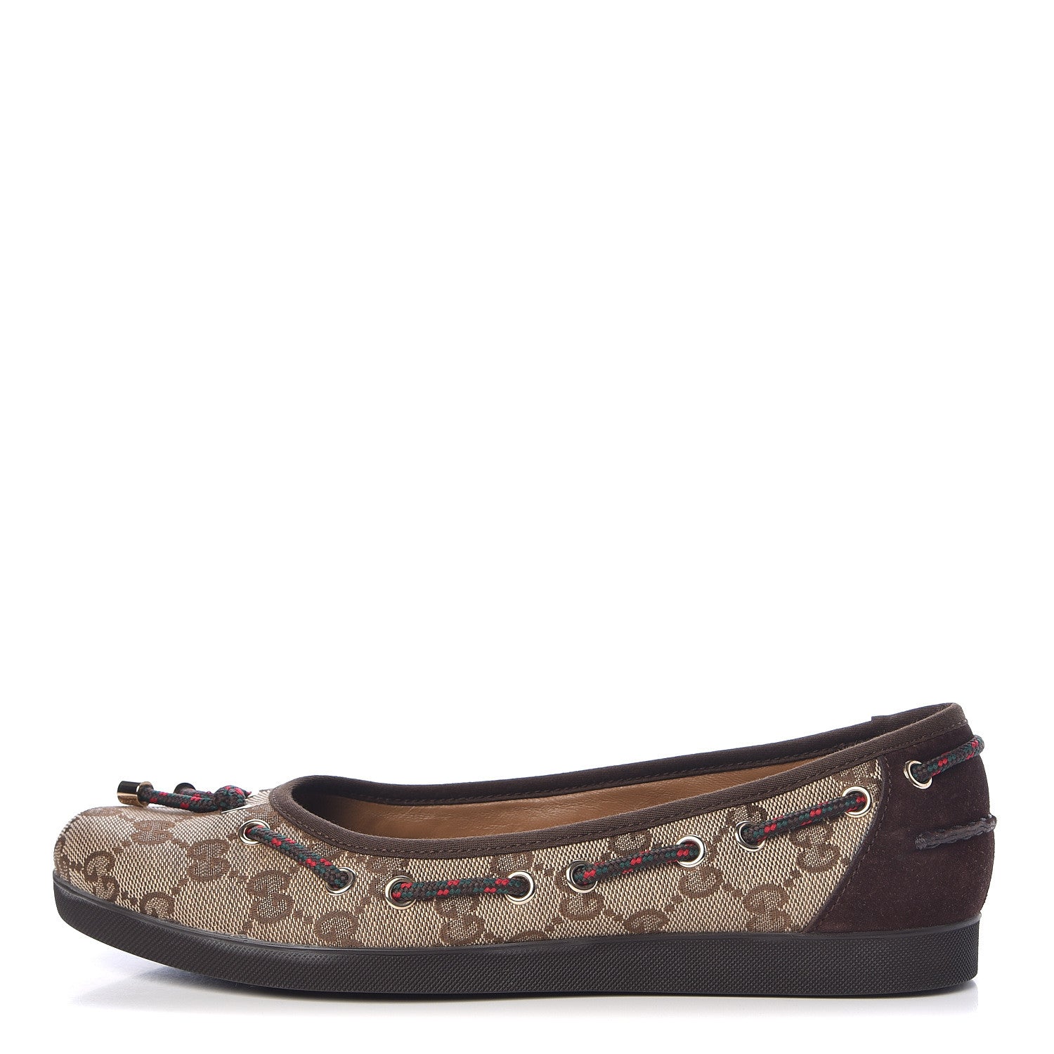 Gucci GG Monogram Ballet Flats 37.5 Beige Ebony 1 of 11