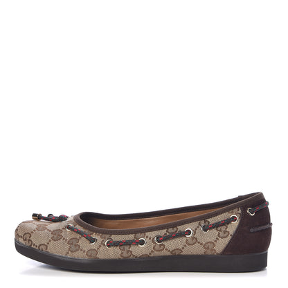 Gucci GG Monogram Ballet Flats 37.5 Beige Ebony 1 of 11