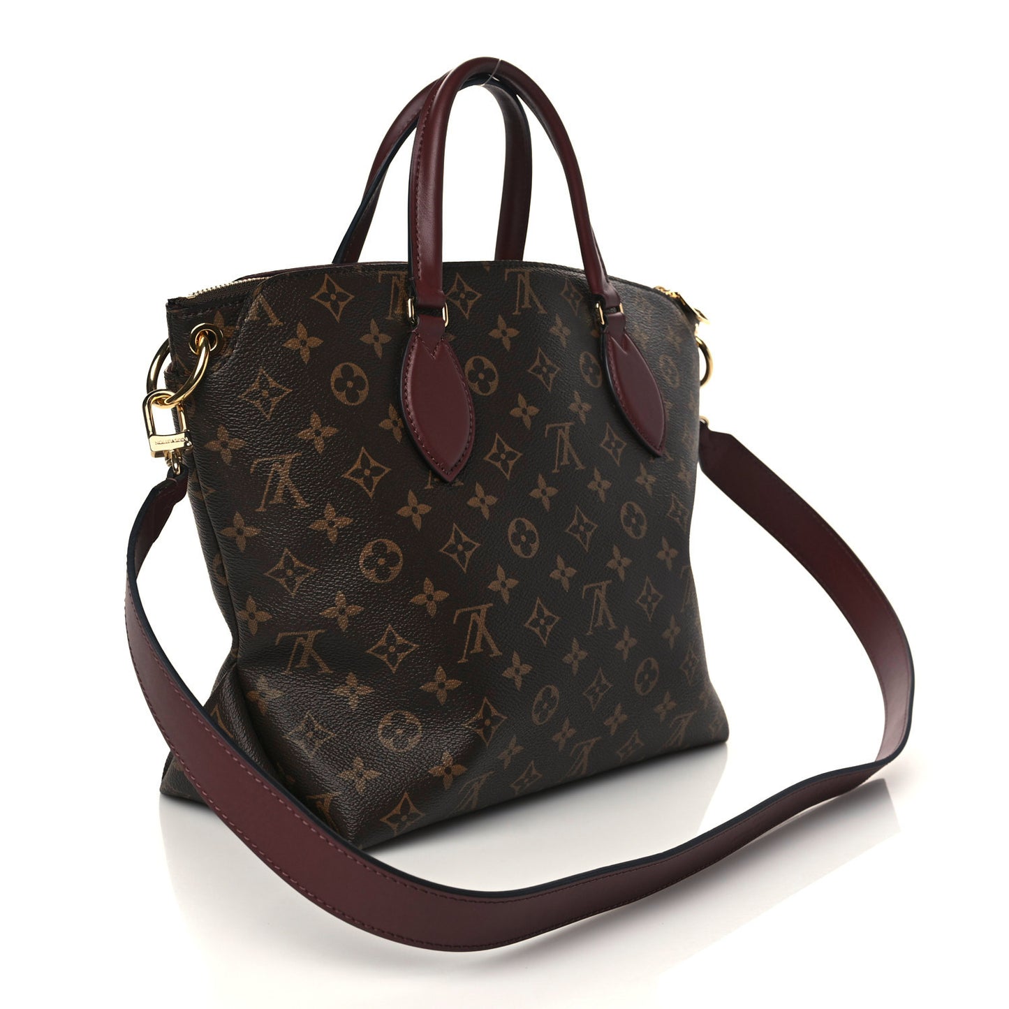 Monogram Flower Zipped Tote MM Bordeaux