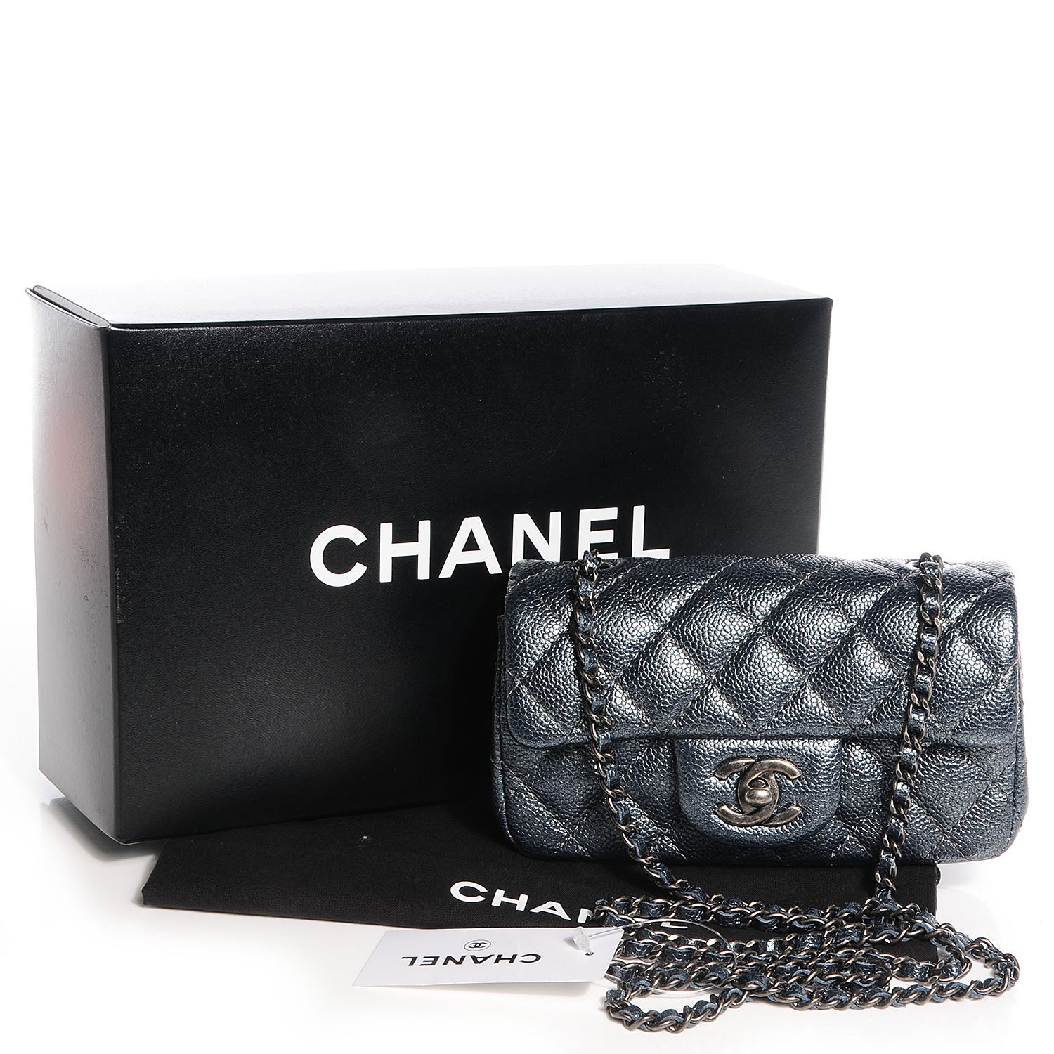 Chanel Metallic Caviar Quilted Extra Mini Flap Dark Grey 5 of 9