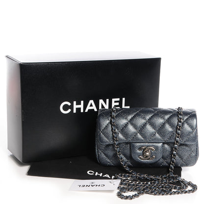 Chanel Metallic Caviar Quilted Extra Mini Flap Dark Grey 5 of 9