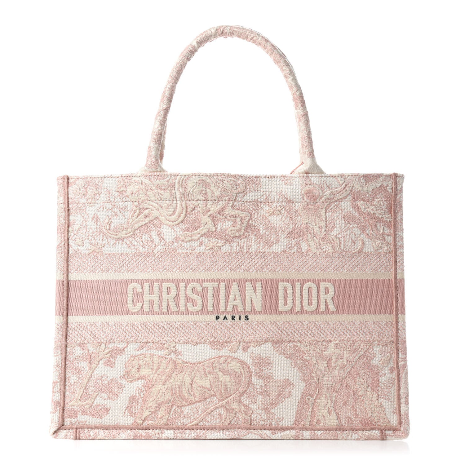 Christian Dior Canvas Embroidered Medium Dioriviera Toile De Jouy Book Tote Rose 1 of 10