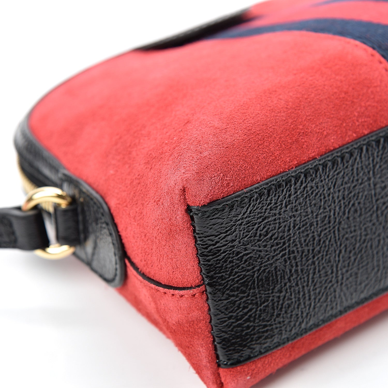 Gucci Suede Patent Web GG Small Ophidia Dome Shoulder Bag Hibiscus Red 11 of 12