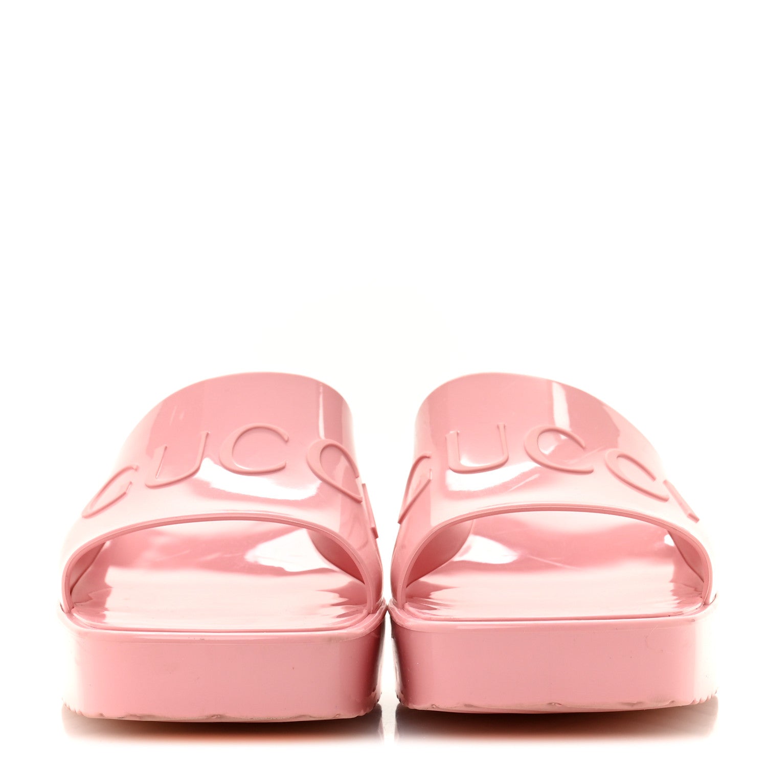 Gucci Rubber Gucci Logo Womens Platform 20/60mm Slide Sandals 38 Wild Rose 3 of 10