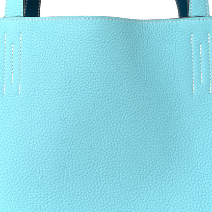 Hermes Veau Sikkim Taurillon Clemence Double Sens 36 Reversible Tote Colvert Bleu Atoll 12 of 17