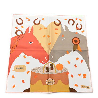 Hermes Silk Gavroche Just Married Scarf 45 White Beige Corail 1 of 3