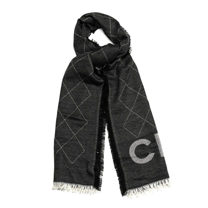 Chanel Cashmere Silk Quilted CC Logo Stole Black 2 of 5