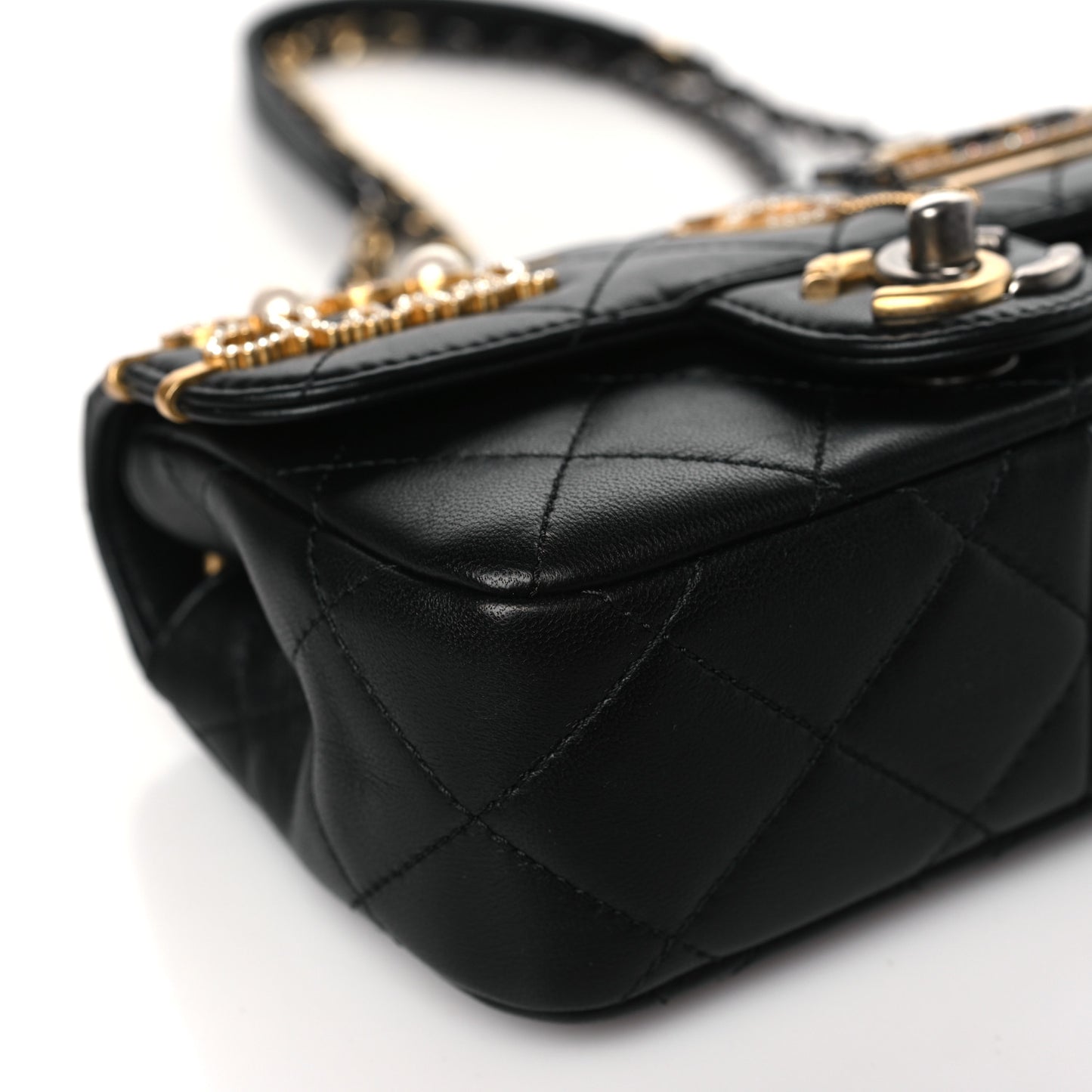 Lambskin Quilted Mini Coco Clips Single Flap Black