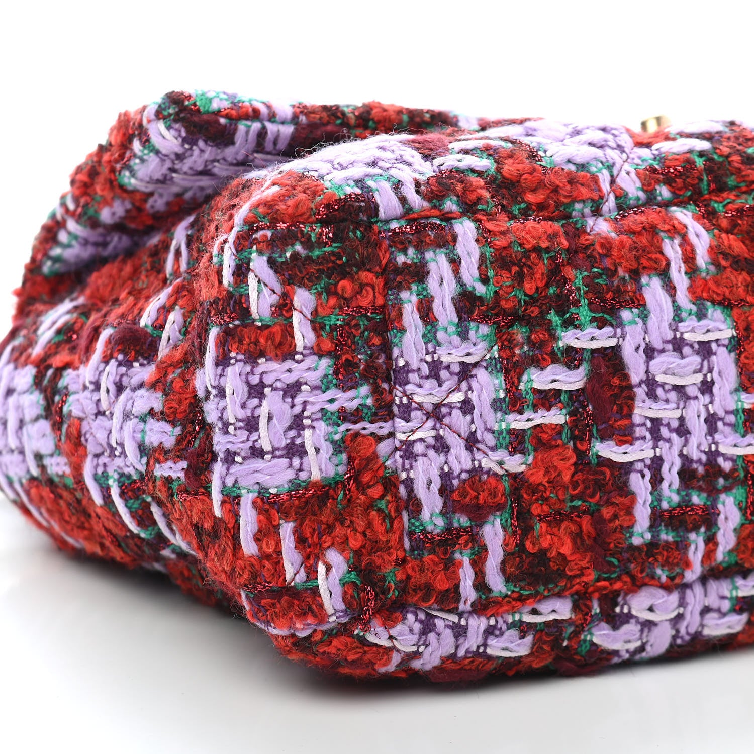 Chanel Tweed Quilted Large Chanel 19 Flap Red Purple Green 8 of 9