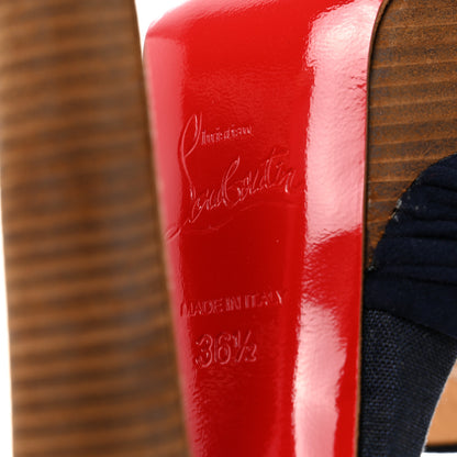 Christian Louboutin Suede Chouquette 160 Platform Sandals 36.5 Navy 7 of 8
