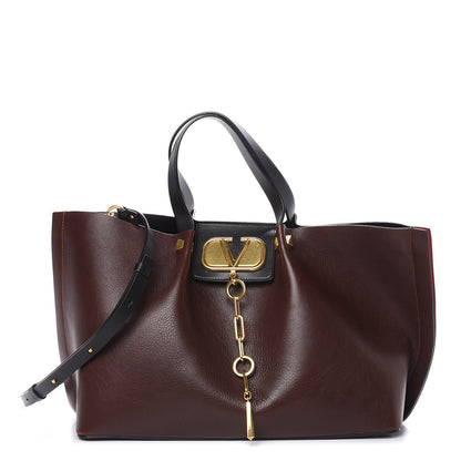 Valentino Garavani Grainy Calfskin Medium VLogo Escape Shopper Rubin 3 of 14