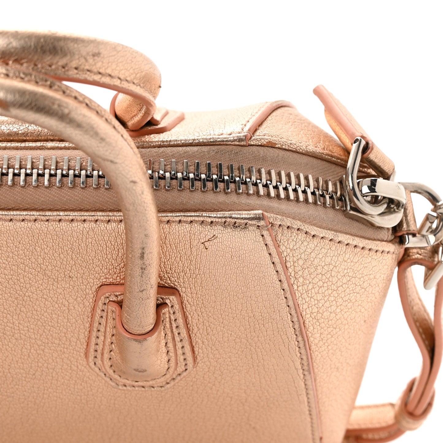 Metallic Sugar Goatskin Mini Antigona Light Pink
