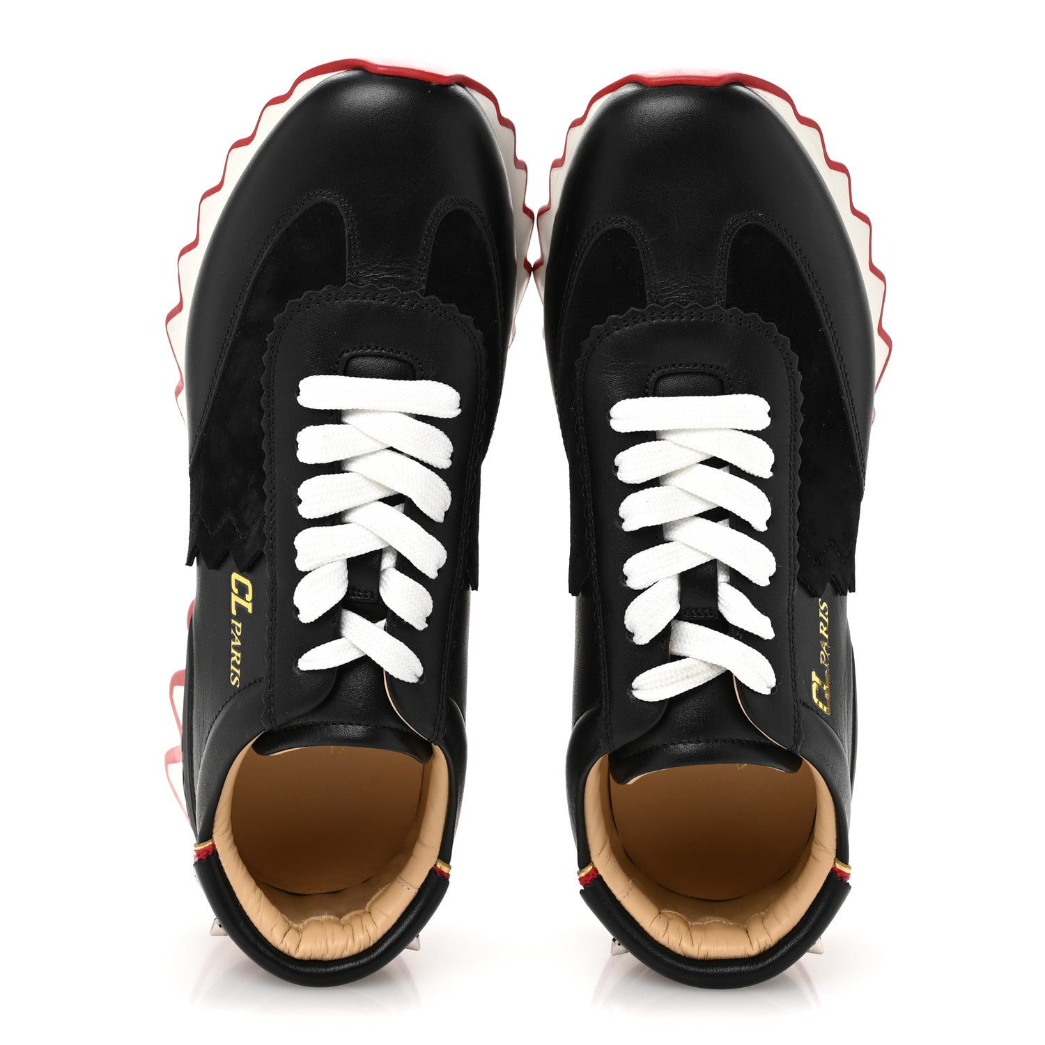 Christian Louboutin Calfskin Suede Patent Womens Loubishark Sneakers 39.5 Black Loubi 2 of 10