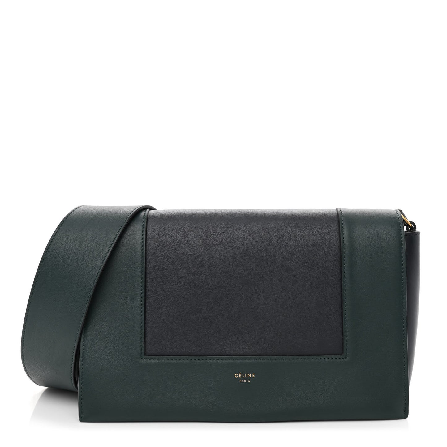 Shiny Smooth Calfskin Medium Frame Shoulder Bag Amazone Dark Navy