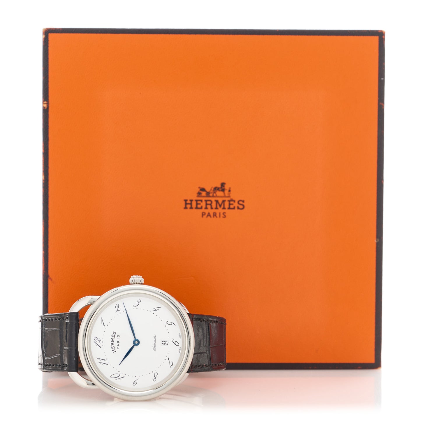 Stainless Steel Alligator 41mm Arceau Automatic Watch Noir