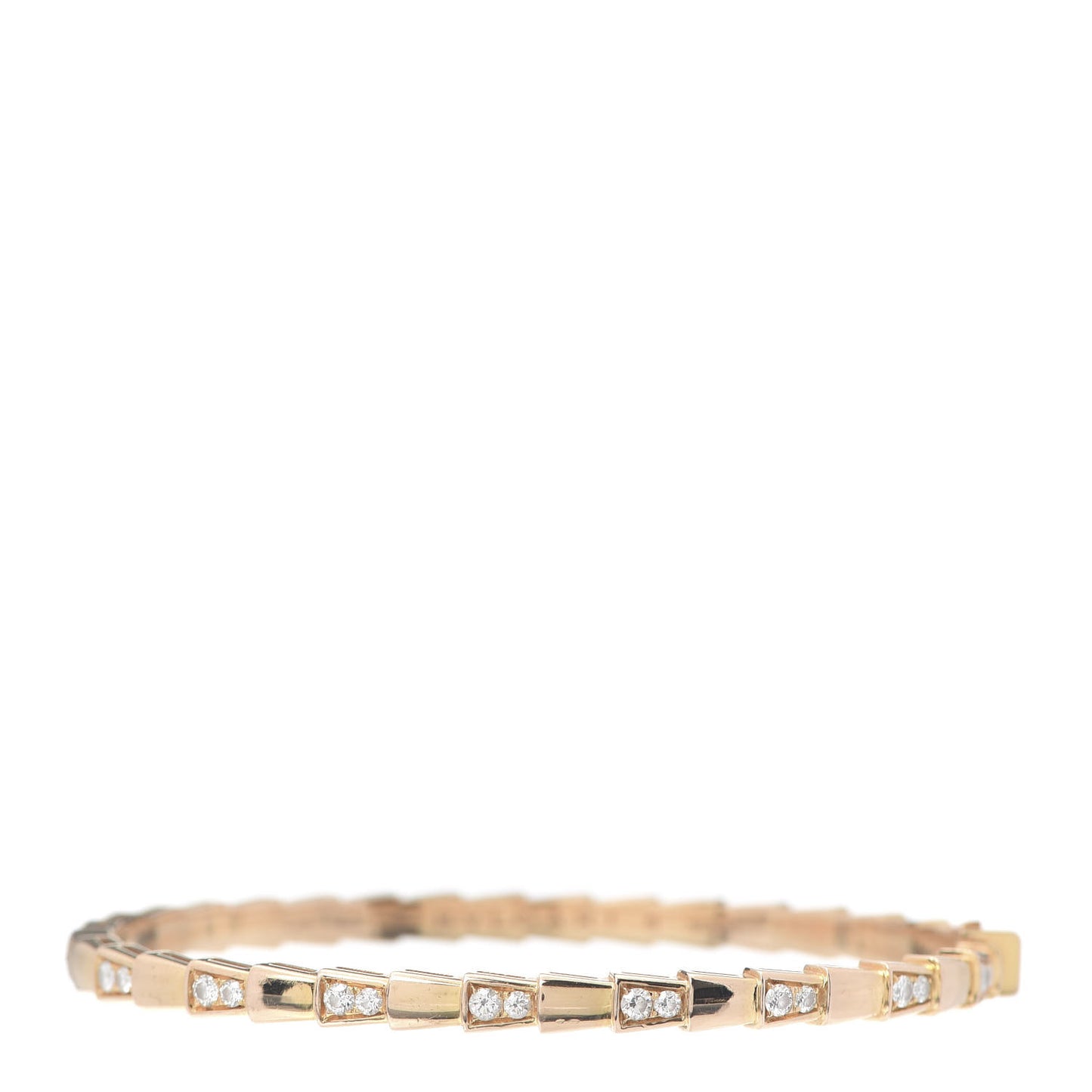 18K Rose Gold Diamond Serpenti Viper Bangle Bracelet M