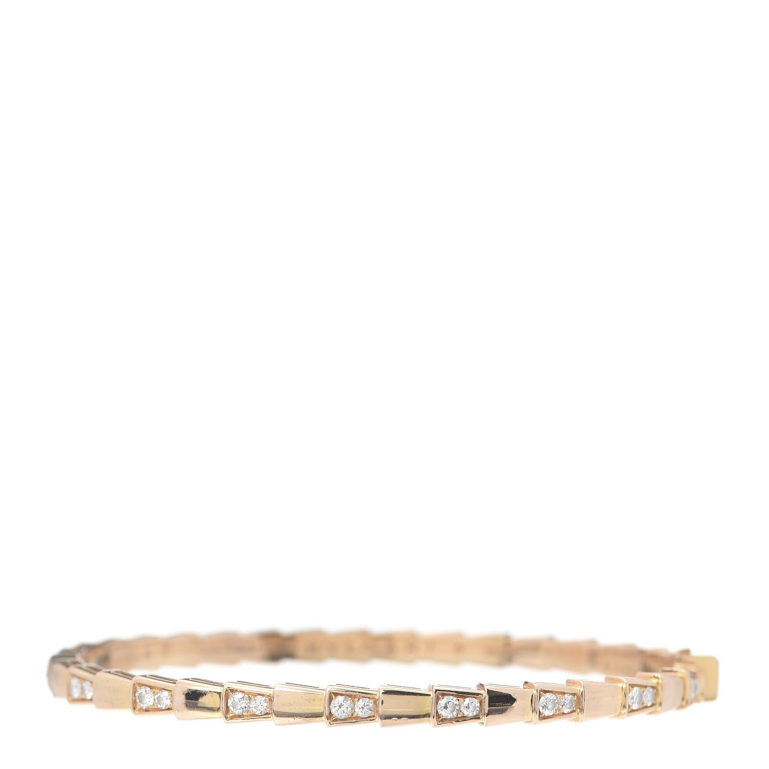 Bulgari 18K Rose Gold Diamond Serpenti Viper Bangle Bracelet M 1 of 6