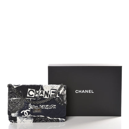 Chanel Canvas Printed Quilted 2.55 Reissue Wallet On Chain WOC White Black Navy Blue 14 of 14