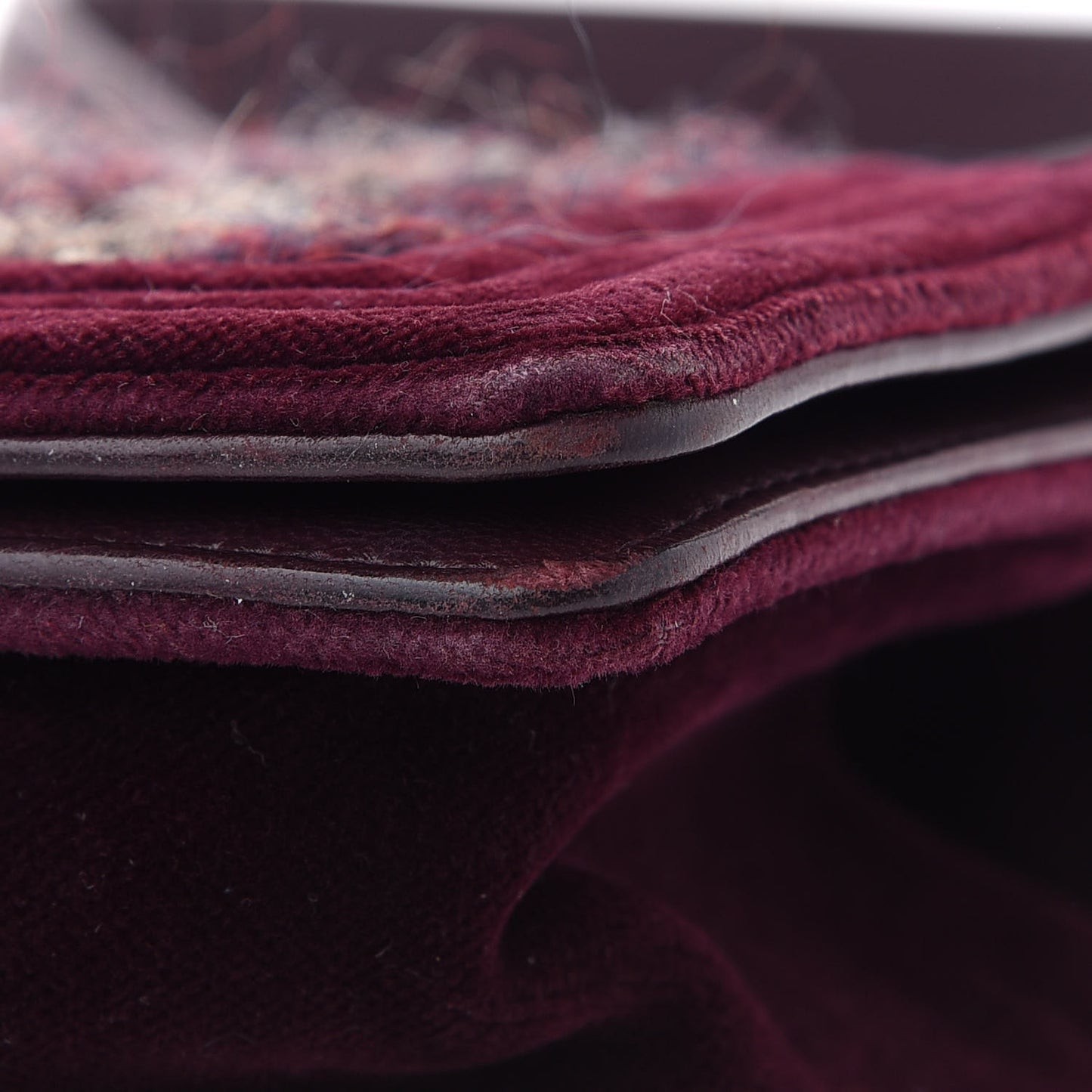 Tweed Velvet Quilted Small Boy Flap Burgundy