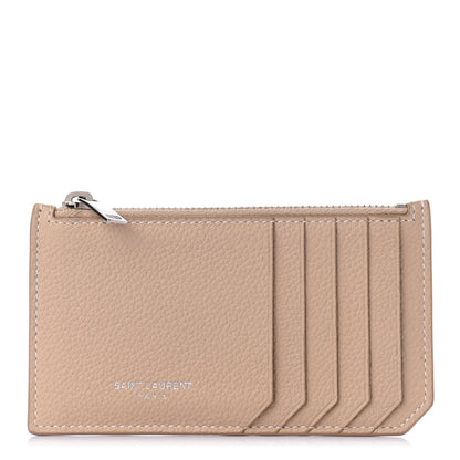 Saint Laurent Grained Calfskin 5 Fragments Zip Pouch Card Holder Nude 1 of 6