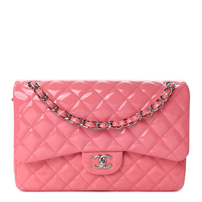 Chanel Patent Quilted Jumbo Double Flap Pink 1 of 10