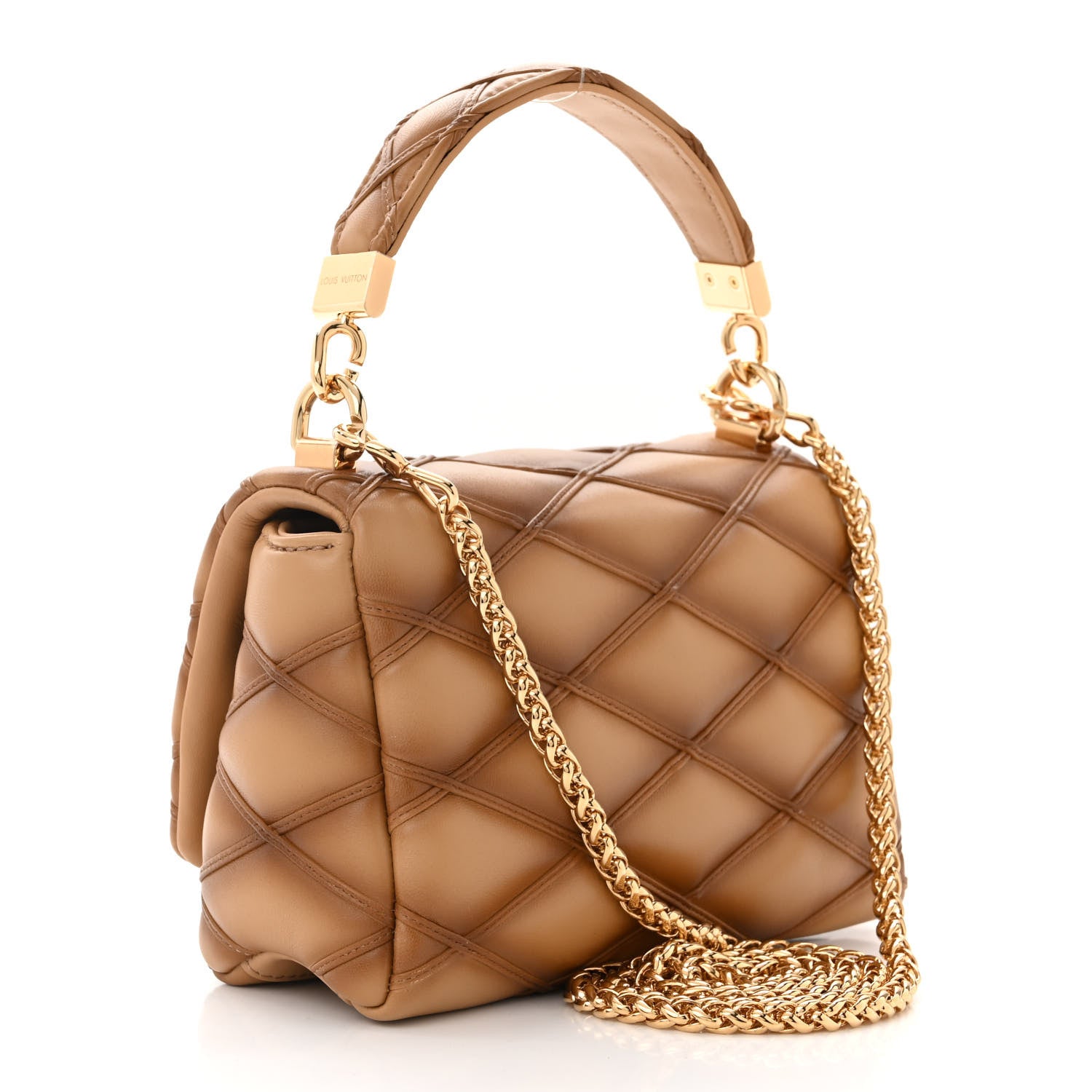 Louis Vuitton Lambskin Malletage Top Handle GO-14 MM Sand 4 of 10