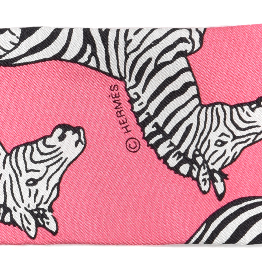 Silk Les Zebres Twilly Rose Bonbon Black