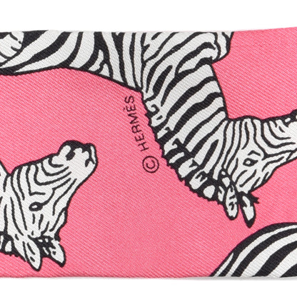 Hermes Silk Les Zebres Twilly Rose Bonbon Black 3 of 4