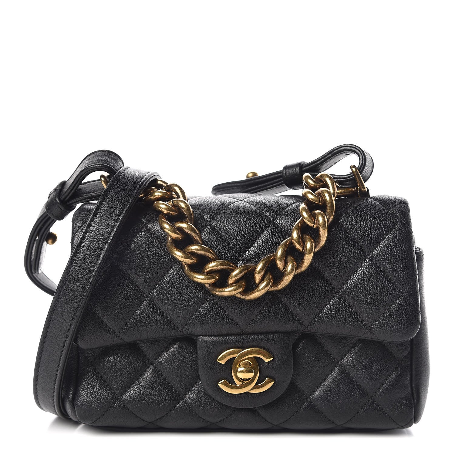 Chanel Shiny Sheepskin Quilted Mini Trapezio Flap Black 1 of 9