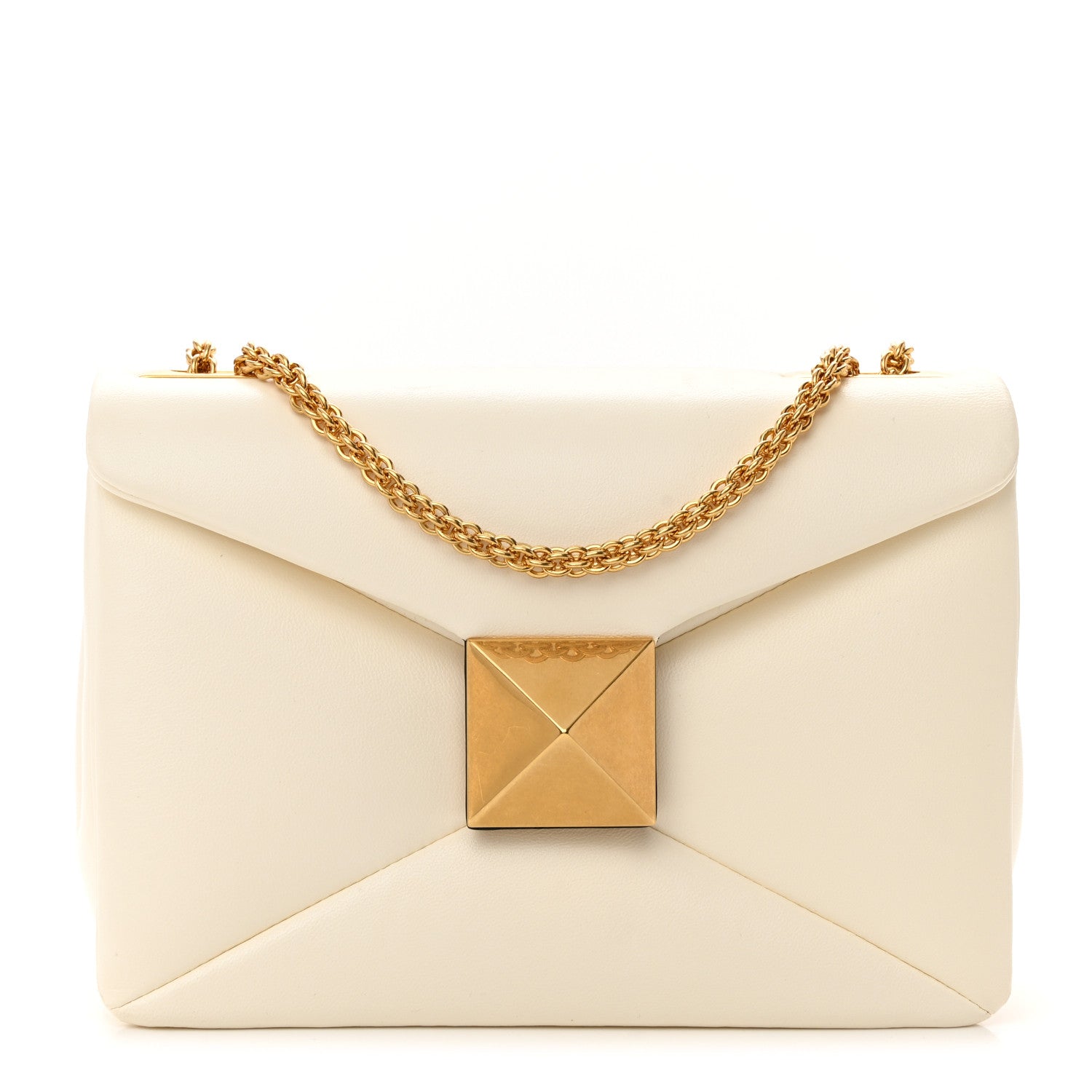 Valentino Garavani Nappa One Stud Chain Clutch Ivory 1 of 14