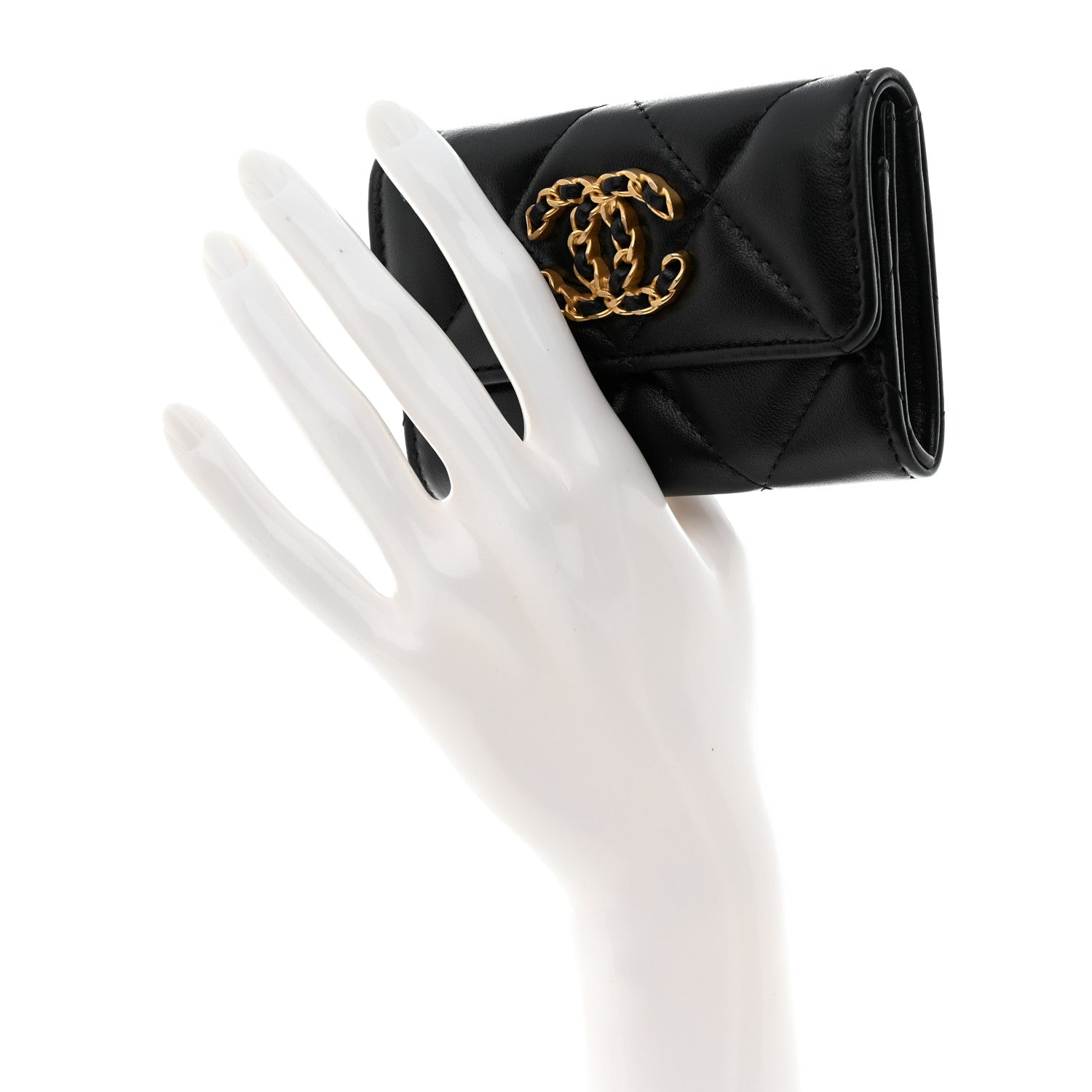 Chanel Lambskin Quilted Chanel 19 Flap Card Holder Black 2 of 16