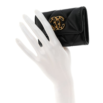 Chanel Lambskin Quilted Chanel 19 Flap Card Holder Black 2 of 16