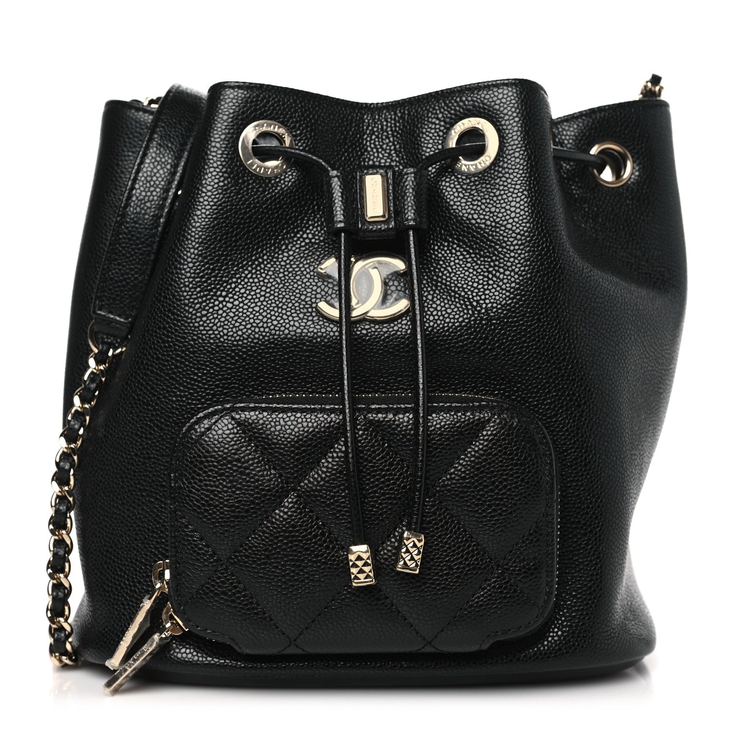 Chanel Caviar Quilted CC Pocket Bucket Bag Black 1 of 10