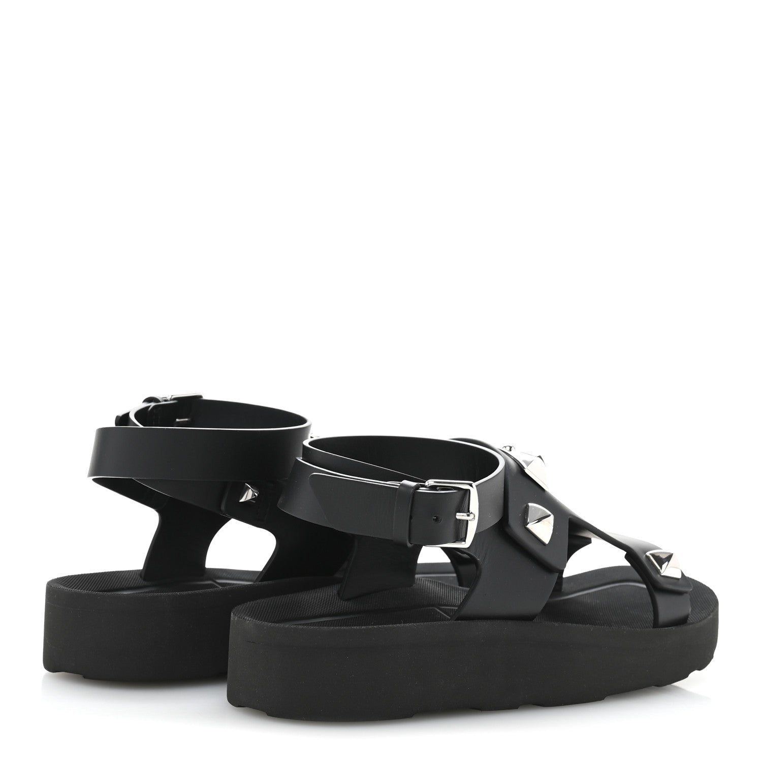 Hermes Calfskin Medor Studded Womens Intuition Sandals 38 Black 5 of 13