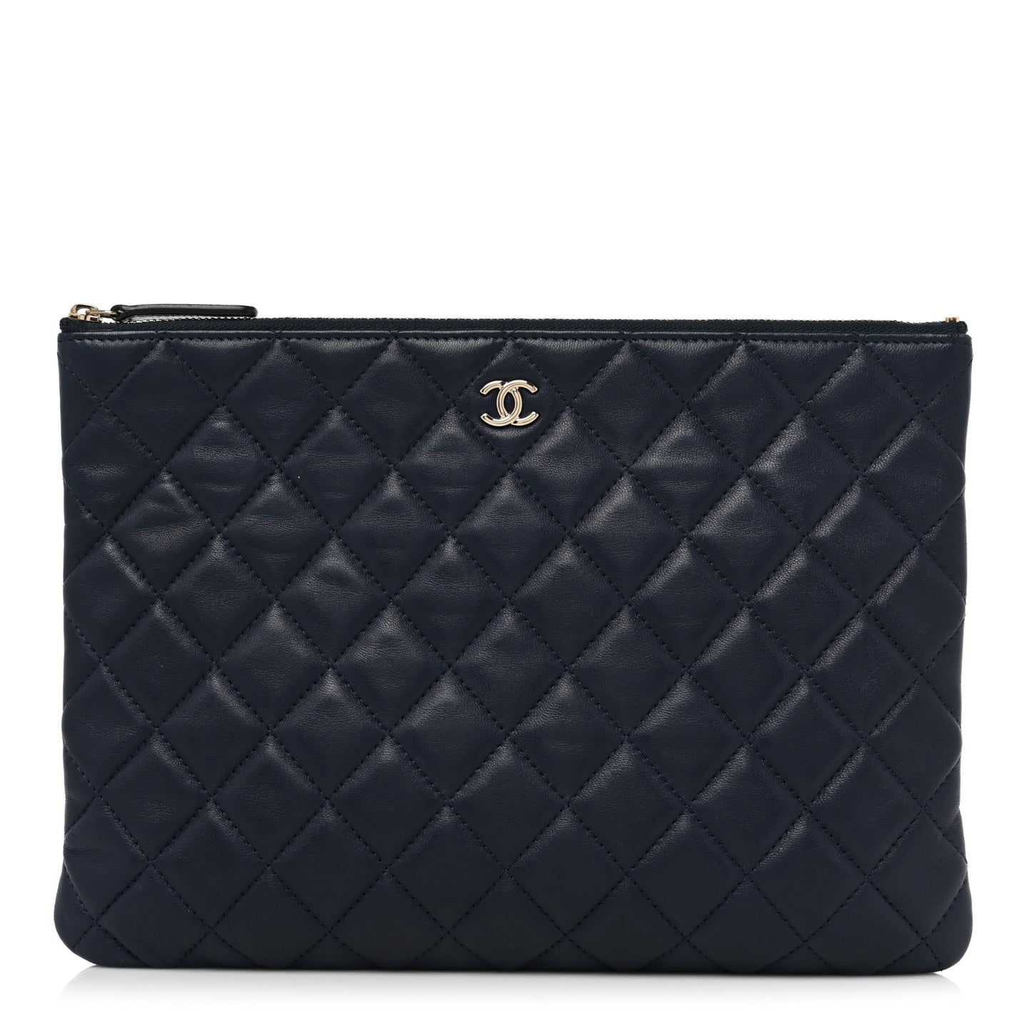 Lambskin Quilted Medium Cosmetic Case Navy