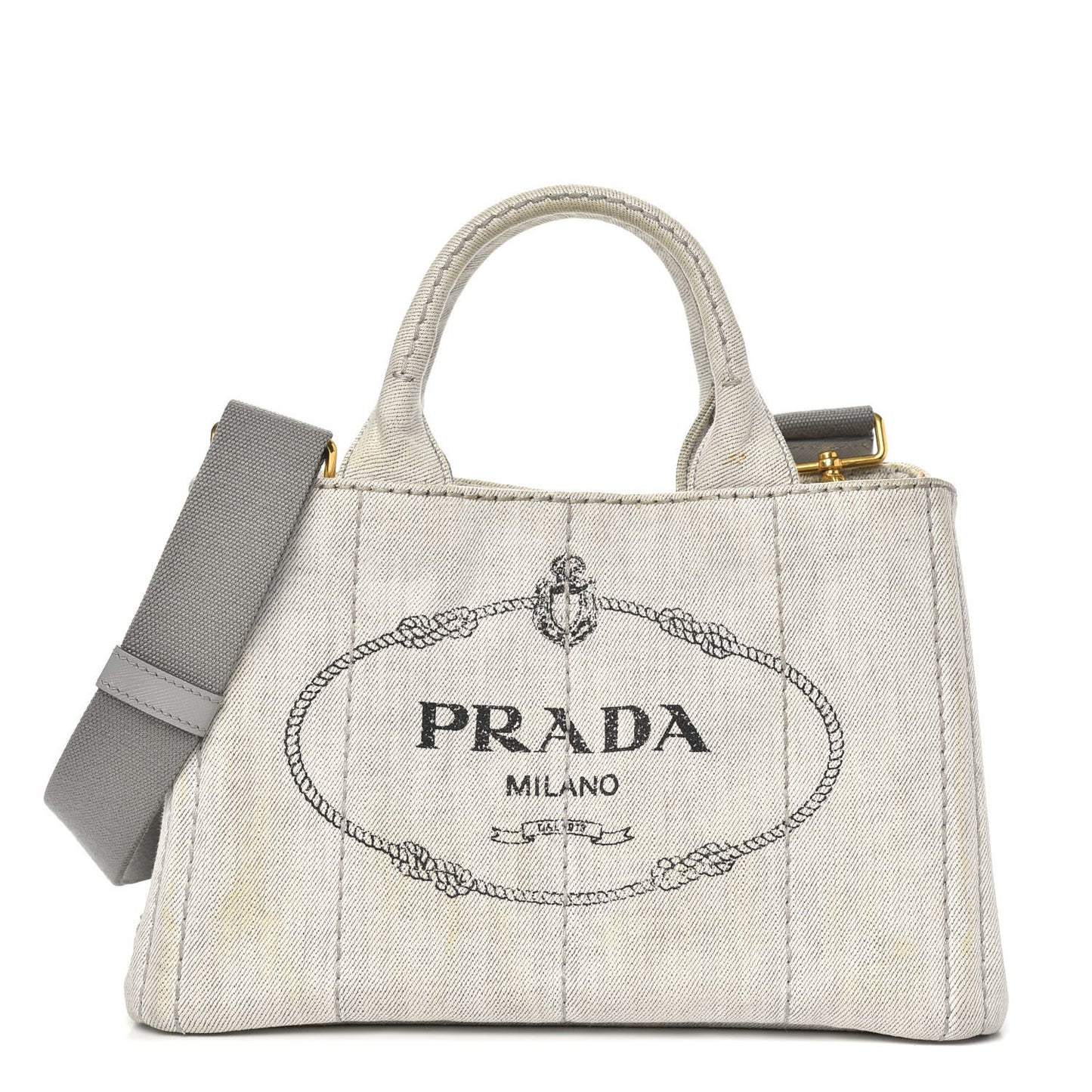 Denim Small Logo Tote Bianco