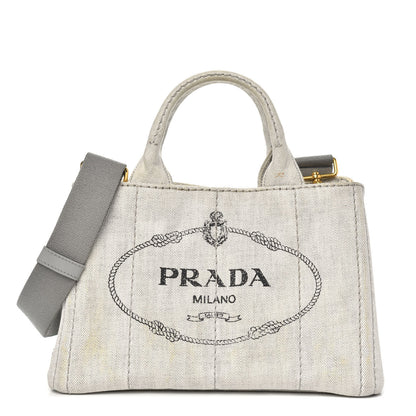 Prada Denim Small Logo Tote Bianco 1 of 14