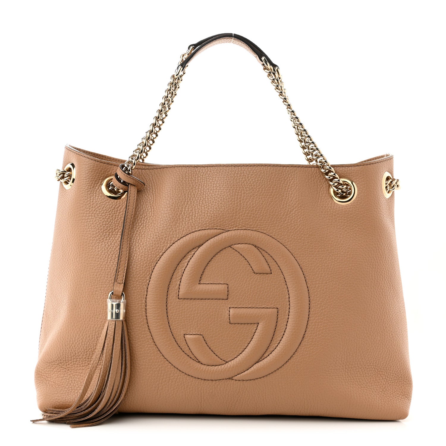 Gucci Pebbled Calfskin Medium Soho Chain Shoulder Bag Camelia 1 of 10