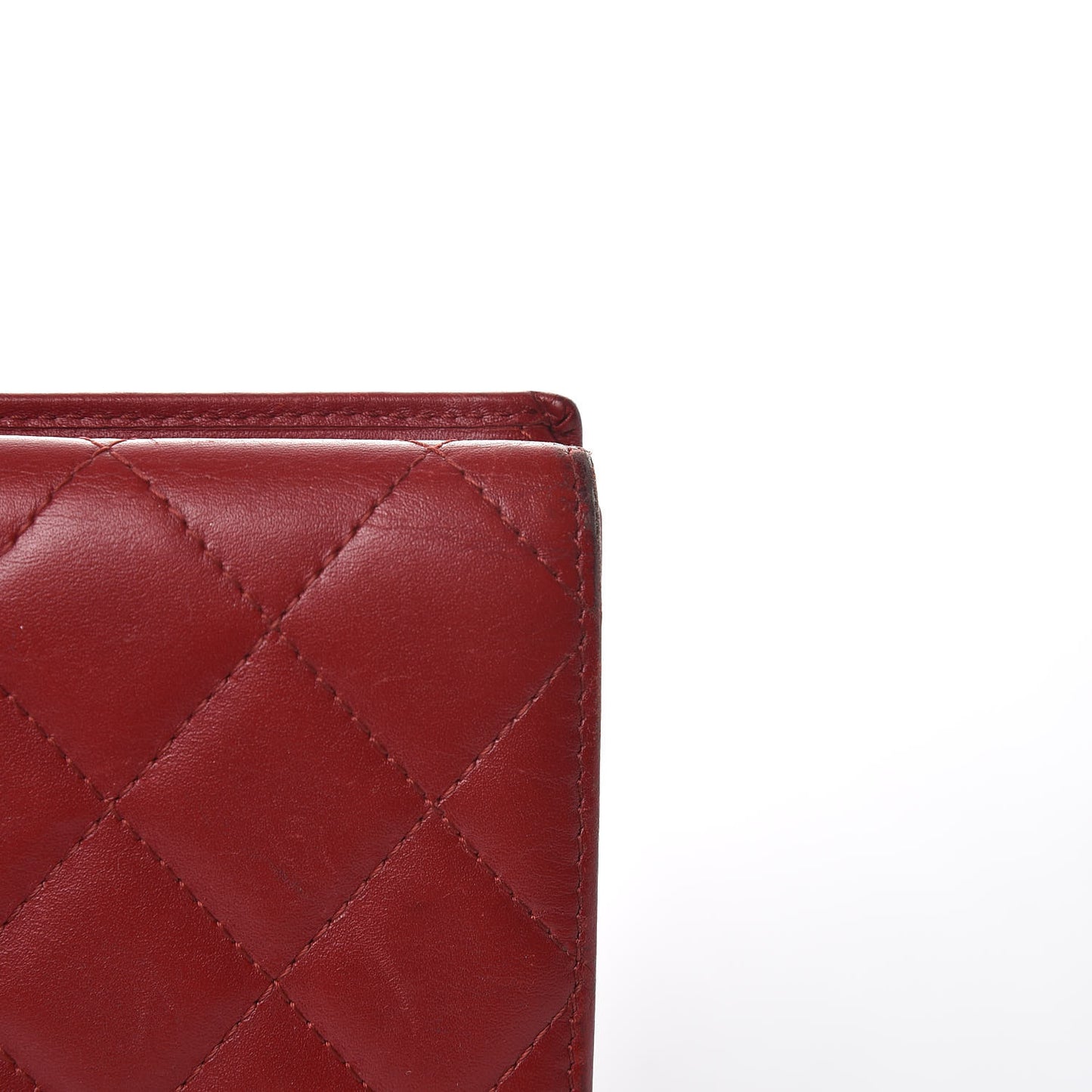 Calfskin Quilted Cambon Long Double Wallet Red