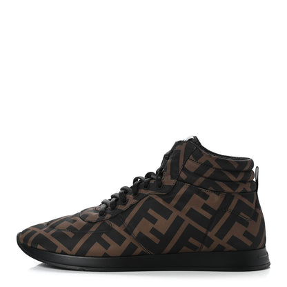 Fendi Nylon FF Reloaded High Top Sneakers 41 Tobacco Black 1 of 8